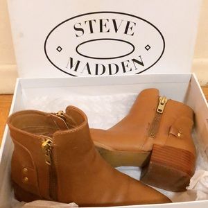 Casual cute double-zip leather ankle boots